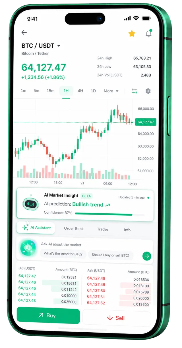App mobile di trading Brezza Capitivo in esecuzione su uno smartphone